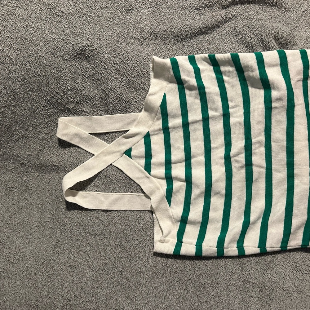 Amazon Green and White Striped Tank Top